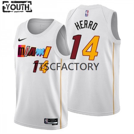 Canotte Bambino Miami Heat Tyler Herro 14 Nike 2022-23 City Edition Bianco Swingman